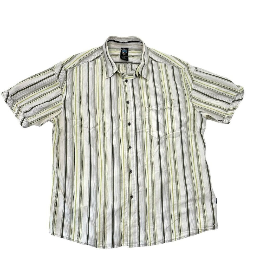 KUHL Stripe Suncel Button Up Short Sleeve Shirt Outdoor Hiking size XL